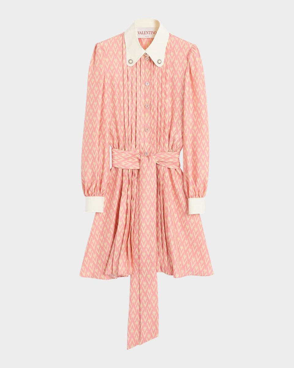 Toute La V Twill Belted Mini Shirtdress